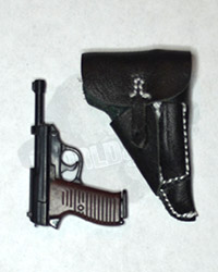 DiD WH Infantry Captain Thomas: P38 Pistol With Holster  (Black, Real Leather)