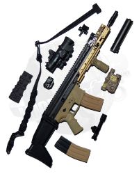 DamToys Extreme Zone Agent Hugh Laphroaig: MK16 Assault Rifle with SF Light, Silencer, Suppressor Cover, PTS Rail, Grip, Rail Sling Attachment, MK16 Magazines x 2 & Sling