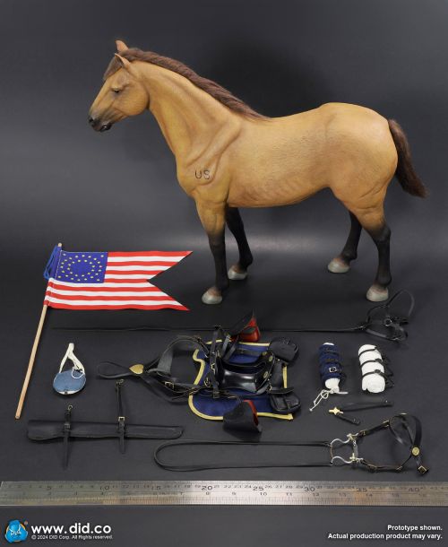 DiD Brown Standing War Horse - US Civil War Era with Tack #8