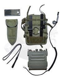 QOrange x QoToys Vietnam War U.S. Army 1st Cavalry Division in Ia Drang 1965: PRC-25 Radio with H-138A/U Handset, Spare Battery, Antenna Pouch & Frame ST-138 Radio Carrying Harness