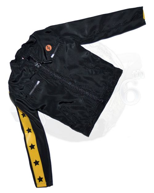 World Box Technical Geek: Satin Jacket With Yellow Stripes & Black Stars (Black)