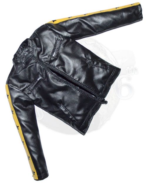 World Box Technical Geek: Leather Jacket With Yellow Stripes & Black Stars (Black)