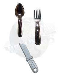 DiD WWII Axis Edward Stiner Utensils, Knife, Spoon, Fork (Metal)